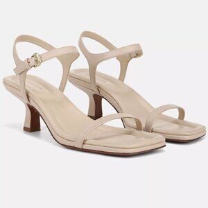 Vince Coco Yvory Leather Strappy Kitten Heel Sandals Square Toe Design Size 6